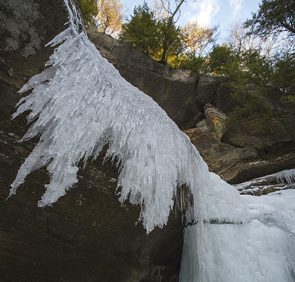 Winter Ice waterfall at Old Man's Cave State Park