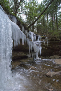 Ice hanging over cave mouth, Hocking Hills