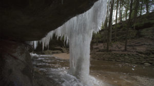 Winter ice over cave mouth, Hocking Hills